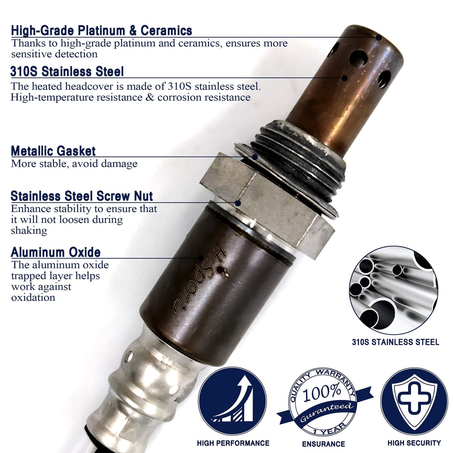 HiSport Oxygen Sensor - Upstream Heated O2 Sensor, 4-Wire Air Fuel Ratio Sensor Compatible with Honda Accord 2.4L 2003, 2004, 2005, 2006, 2007 Replacement for 234-9040