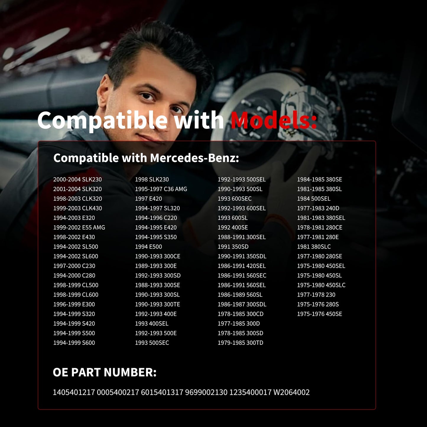 HiSport Disc Brake Pad Wear Sensors - Compatible with Mercedes R107 W116 W123 W124 W126 R129 W202 - Replace 1405401217 A1405401217