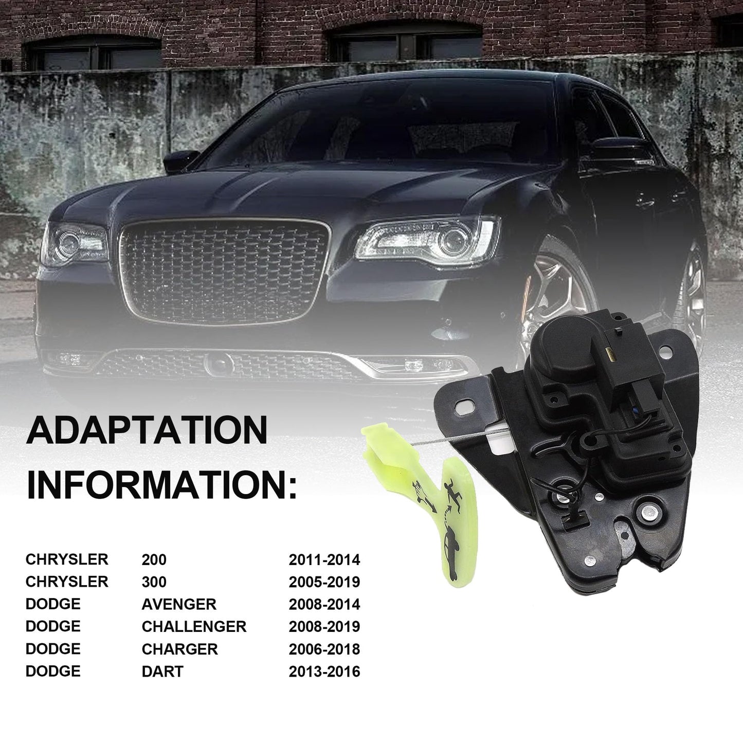 HiSport Rear Tailgate Lock Trunk Latch Actuator Replacement for Chrysler 200 300 2005-2018 Replace 931714, 5056244AA, 5056244AB