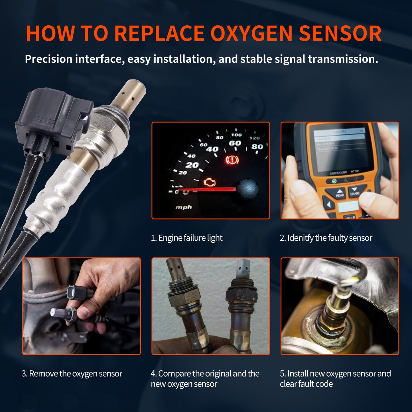 HiSport 56028994AA O2 Oxygen Sensor Upstream Downstream - Compatible with Dodge Charger Dakota Durango Jeep Commander Grand Cherokee Replaces 56028994AB 05149170AA OS5249