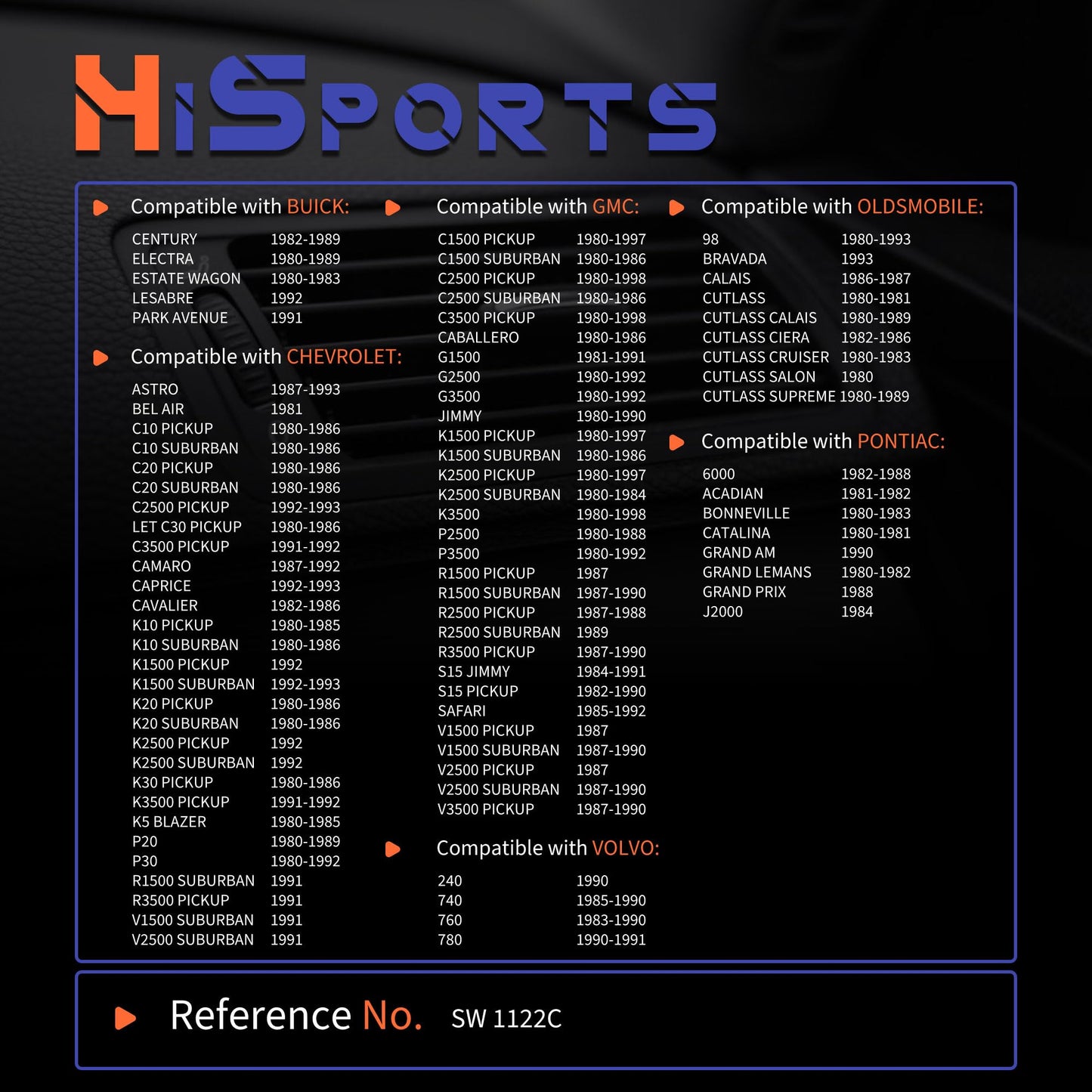 HiSport A/C Clutch Cycle Switch - Compatible with Buick Century Electra Chevrolet Astro Bel Air GMC C1500/C2500 Pickup Pontiac 6000 Acadian Bonneville Replaces SW 1122C