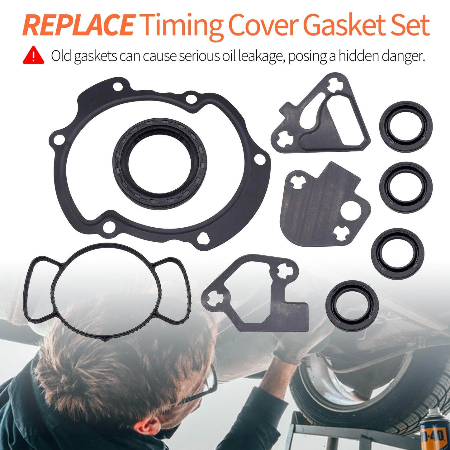 HiSport Timing Cover Gasket Set - Compatible with Buick Cadillac Chevy GMC Pontiac Saab Saturn Suzuki ATS CTS SRX STS XTS XL-7 9-4X G6 G8 Acadia Terrain 2.8L 3.0L 3.6L 2004-2016 - Replace TCS46108