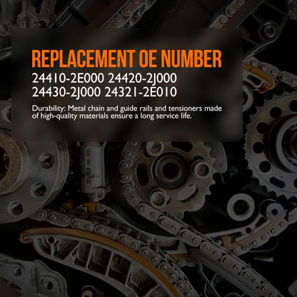 HiSport 24410-2E000 Engine Timing Chain Kit - Compatible with Kia Forte Forte5 2.0L l4 Compatible with Hyundai Kona Veloster Elantra 2.0L l4 Elantra 1.8L l4 2017-2022