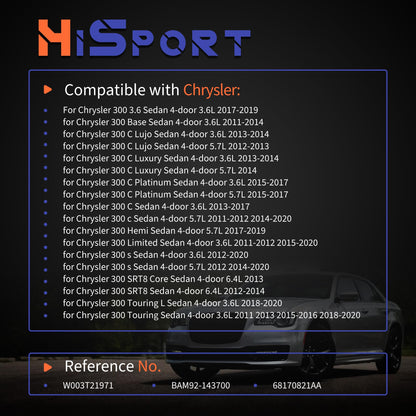 HiSport 68170821AA Xenon HID Ballast Headlight Control Unit with D3S 35W Bulb Kit Compatible with Chrysler 300 2011-2020, Includes Igniter & Headlamp Ballast,W003T21971, BAM92-143700, 8K0941597