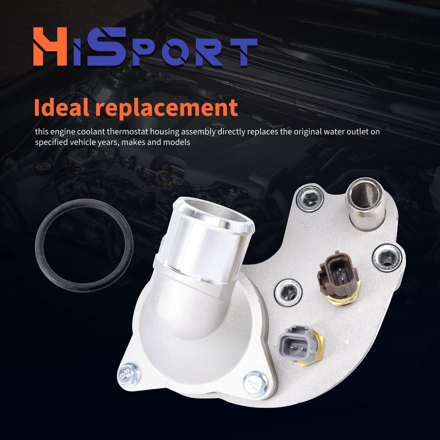 HiSport Aluminum Thermostat Housing Assembly SK121093 4L5E8A586AB Compatible with Ford Explorer 2000-01, Explorer Sport Trac 01-05, Ranger 01-11& Mazda B4000 01-08 & Mercury Mountaineer 00-01