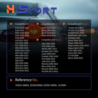 HiSport Brake Light Switch 25320-JN00A Compatible with Infiniti Ex35 Ex37 FX35 FX45 FX50 G25 G35 G37 M35 Q40 Replacement for Nissan 350z Altima Nv1500 Pathfinder Rogue Titan Versa Frontier Xterra