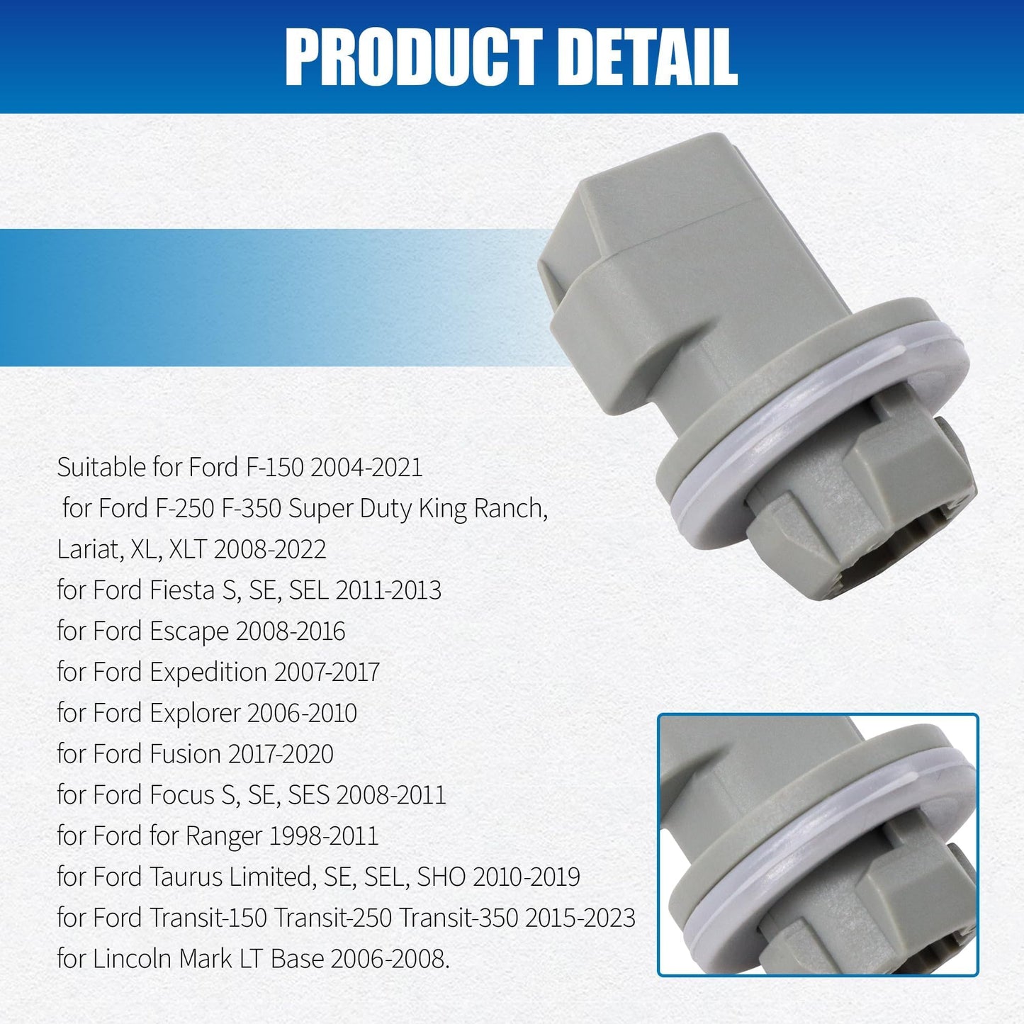 HiSport 2PCS F81Z13411AA 2Pin License Plate Light Socket Rear Tail Brake Lamp Plug for 2004-2021 Ford F150 F250 F350 Super Duty Fiesta Car License Plate Bulb Replace Replace AL8Z13411B