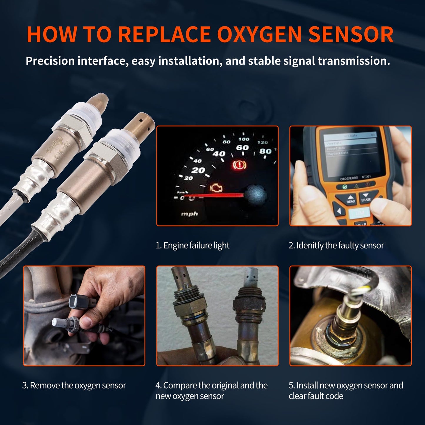 HiSport Oxygen O2 Sensor Upstream Downstream - Compatible with 2011-2013 Toyota Corolla Matrix Replacement 234-9112 234-4305 Techie Air Fuel Ratio Sensor