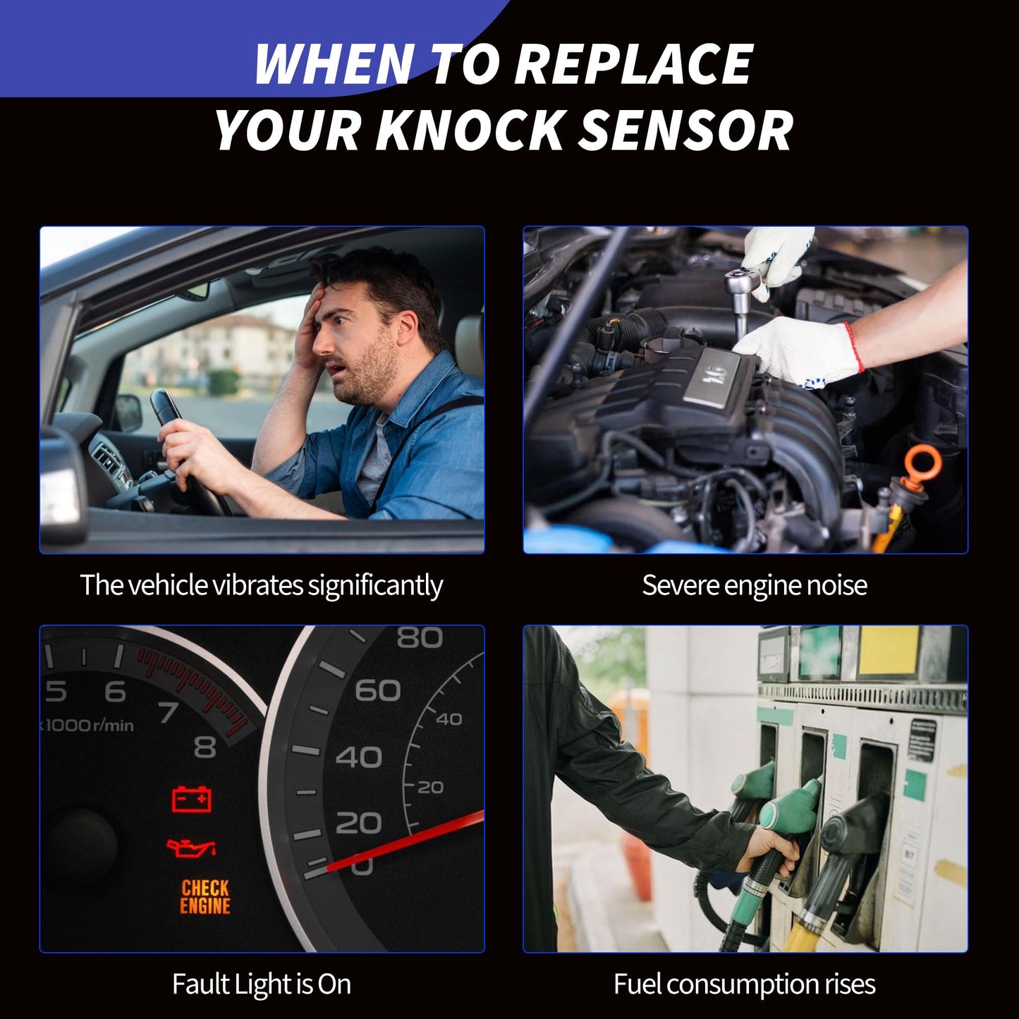 HiSport 12605738 Knock Detonation Sensor - Compatible with Buick Allure Enclave Cadillac ATS CT4 CT5 CT6 Chevrolet Blazer Camaro GMC Acadia Canyon Replaces 12636736 1564078J10 2134404 SU13922