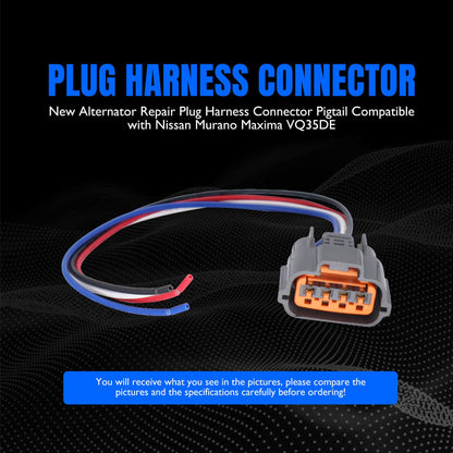 HiSport LR1110-709B Alternator Repair Plug Harness-4 PIN Pigtail Connector Compatible with Nissan Murano Maxima,Mitsubishi Galant Endeavor Outlander Eclipse Montero Mirage,Infiniti I35 I30,Eagle,KIA