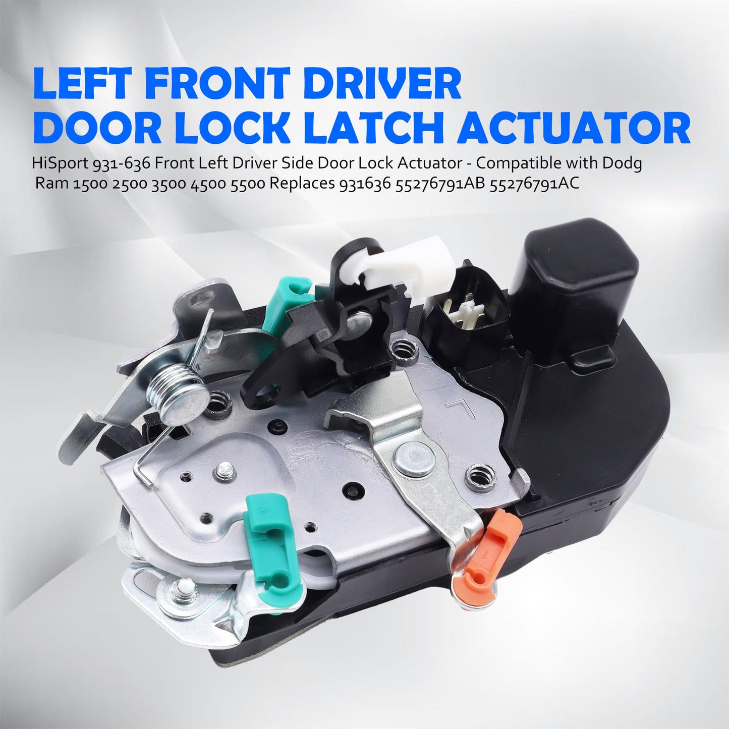 HiSport 931-636 Front Left Driver Side Door Lock Actuator - Compatible with Dodge Ram 1500 2500 3500 4500 5500 Replaces 931636 55276791AB 55276791AC