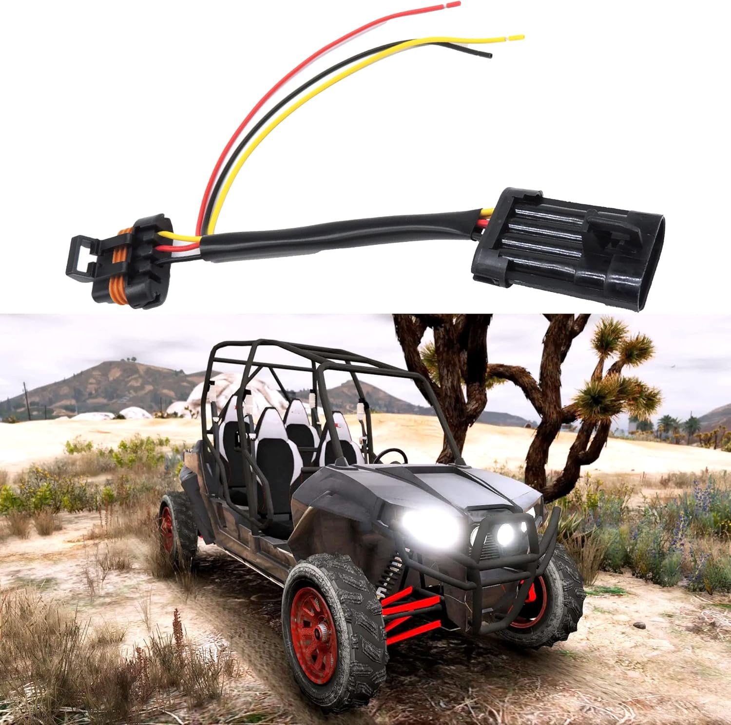 HiSport Tail Light Power Harness Adapter - Whip Pigtail Compitable With Polaris RZR 2015-2022 General 900/1000 XP 1000