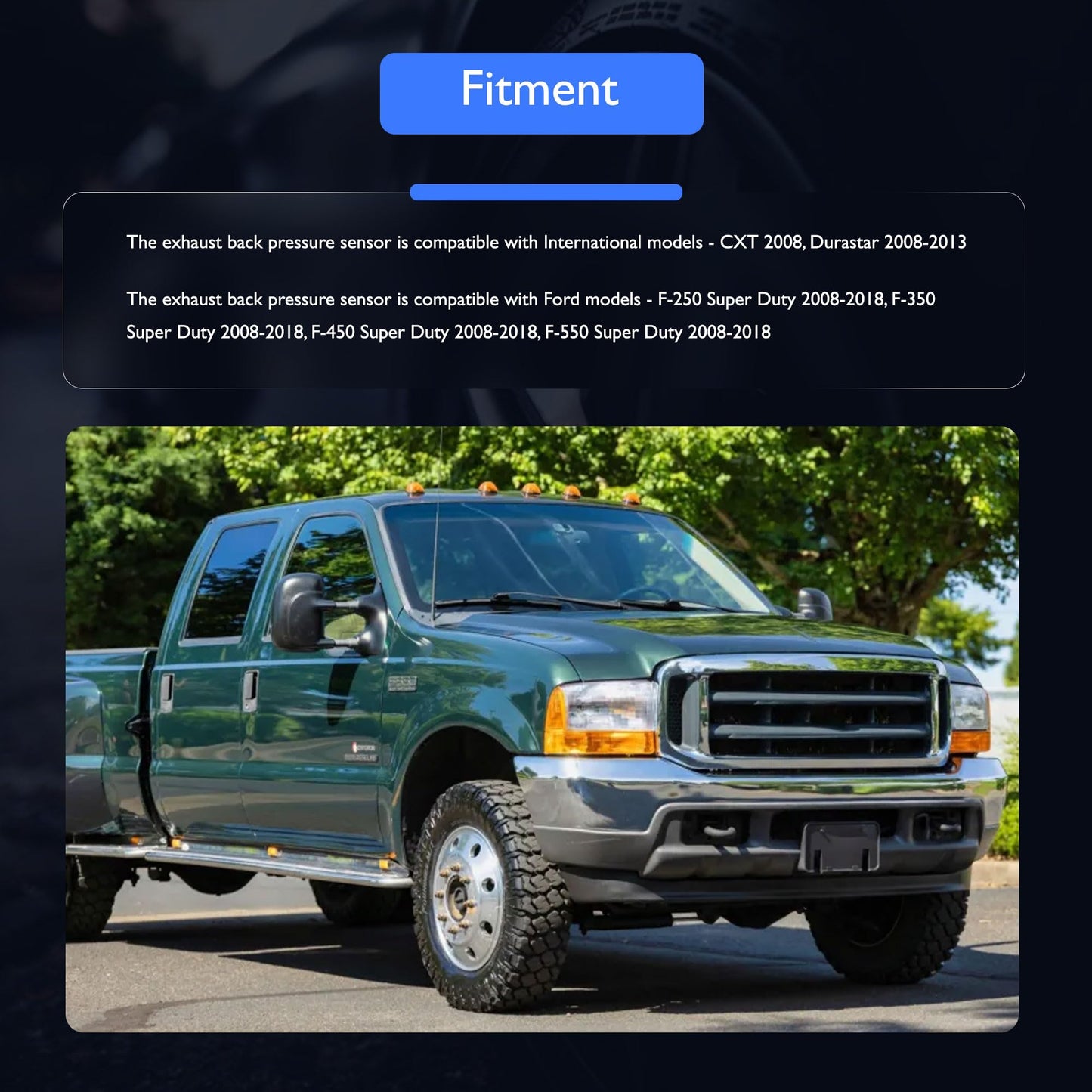 HiSport Exhaust Back Pressure Sensor - Compatible with International CXT Durastar Ford F-250/F-350/F-450/F-550 Super Duty Replaces 1846480C2