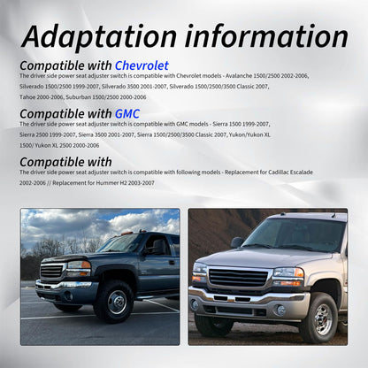 HiSport 901-202 Driver Side Power Seat Adjuster Switch - Compatible with Chevrolet Avalanche 1500 2500 Tahoe GMC Cadillac Sierra Hummer H2 Replaces 901202 12450166