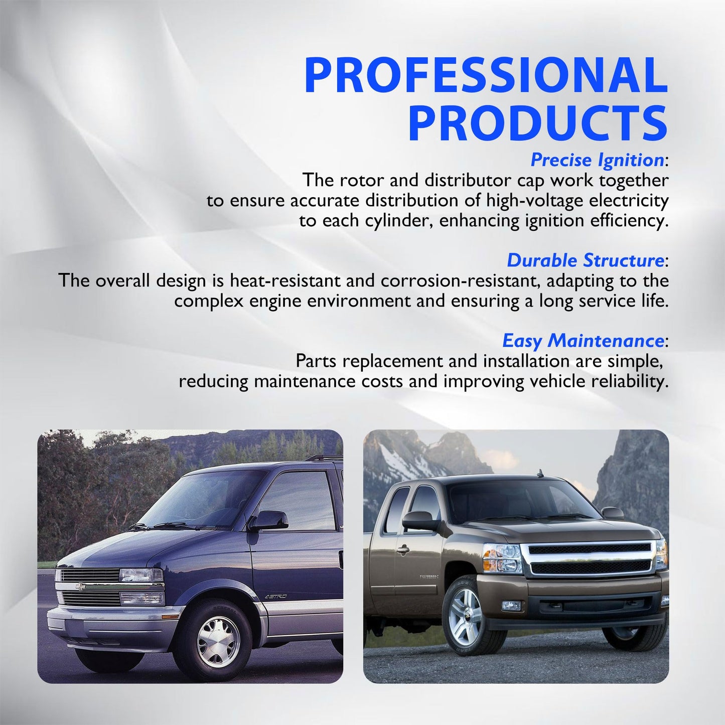HiSport Ignition Distributor Cap and Rotor Kit - Compatible with Chevy Astro Blazer C1500 Express 1500 Express 2500 K1500 P30 S10 Silverado 1500 Silverado 1500 Classic - Replace 10452457 10452458