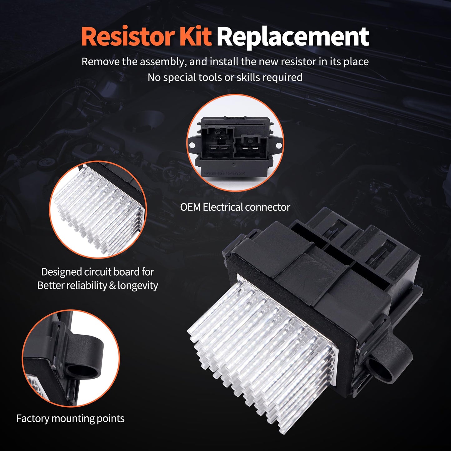 HiSport HVAC Blower Speed Motor Control Module/Resistor Compatible with Buick Allure Cascada Enclave Chevy Avalanche Cadillac Escalade Ford Edge Gmc Hummer Lincoln Replaces 13503201 84178783 RU730