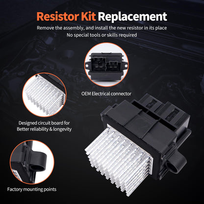 HiSport HVAC Blower Speed Motor Control Module/Resistor Compatible with Buick Allure Cascada Enclave Chevy Avalanche Cadillac Escalade Ford Edge Gmc Hummer Lincoln Replaces 13503201 84178783 RU730