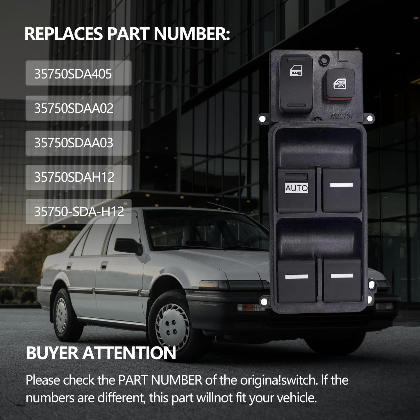 HiSport 35750-SDA-H12 Power Window Switch Front Driver Side Control Switch Compatible with Honda Odyssey 2005 2006 2007 2008 2009 2010