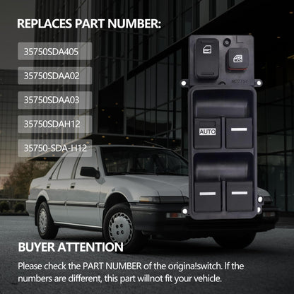 HiSport 35750-SDA-H12 Power Window Switch Front Driver Side Control Switch Compatible with Honda Odyssey 2005 2006 2007 2008 2009 2010