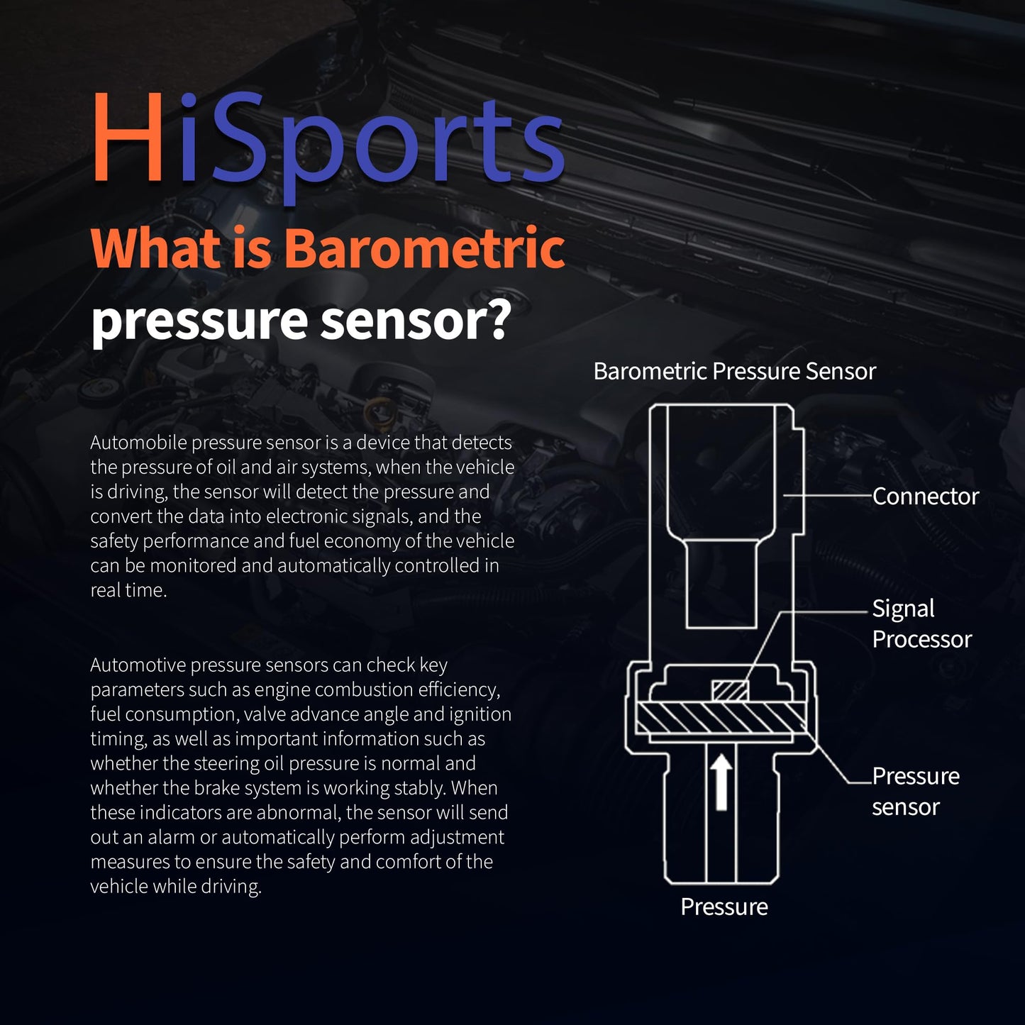 HiSport Exhaust Gas Pressure Sensor Replacement for Cummins ISX ISM ISC ISB ISL Diesel,Replacement for Dodge Ram 2500 3500 6.7L Replace 4928594 4921746 4087989