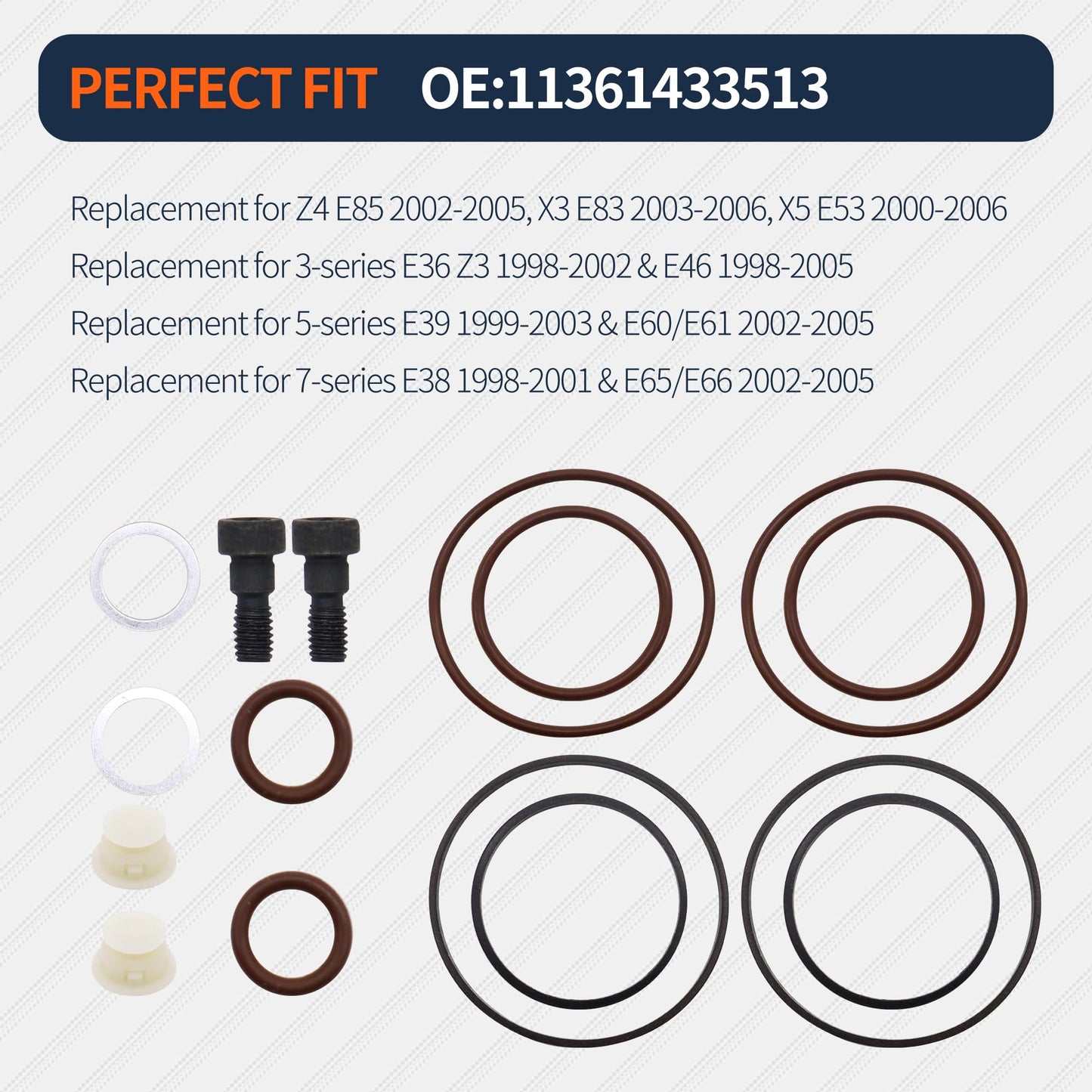 HiSport Dual Vanos O-Ring Seal Repair Kit - Compatible with BMW E36 E39 E46 E53 E60 E83 E85 M52tu M54 1998-2006 - Replacement Timing Solenoid Gasket Kit 11361433513 11361748745