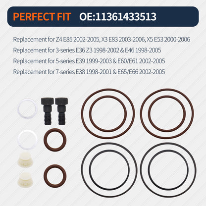HiSport Dual Vanos O-Ring Seal Repair Kit - Compatible with BMW E36 E39 E46 E53 E60 E83 E85 M52tu M54 1998-2006 - Replacement Timing Solenoid Gasket Kit 11361433513 11361748745