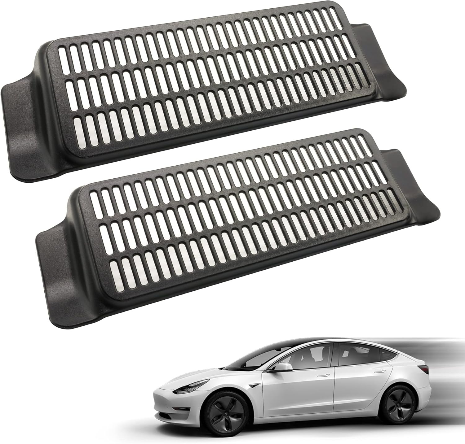 HISports Car Air Vent Cover Compatible with Tesla Model 3 Under Seat Air Vent Cover Air Conditioning Protection Cover Under Seat Air Flow Vent Grille Protection Kit, 2Pcs