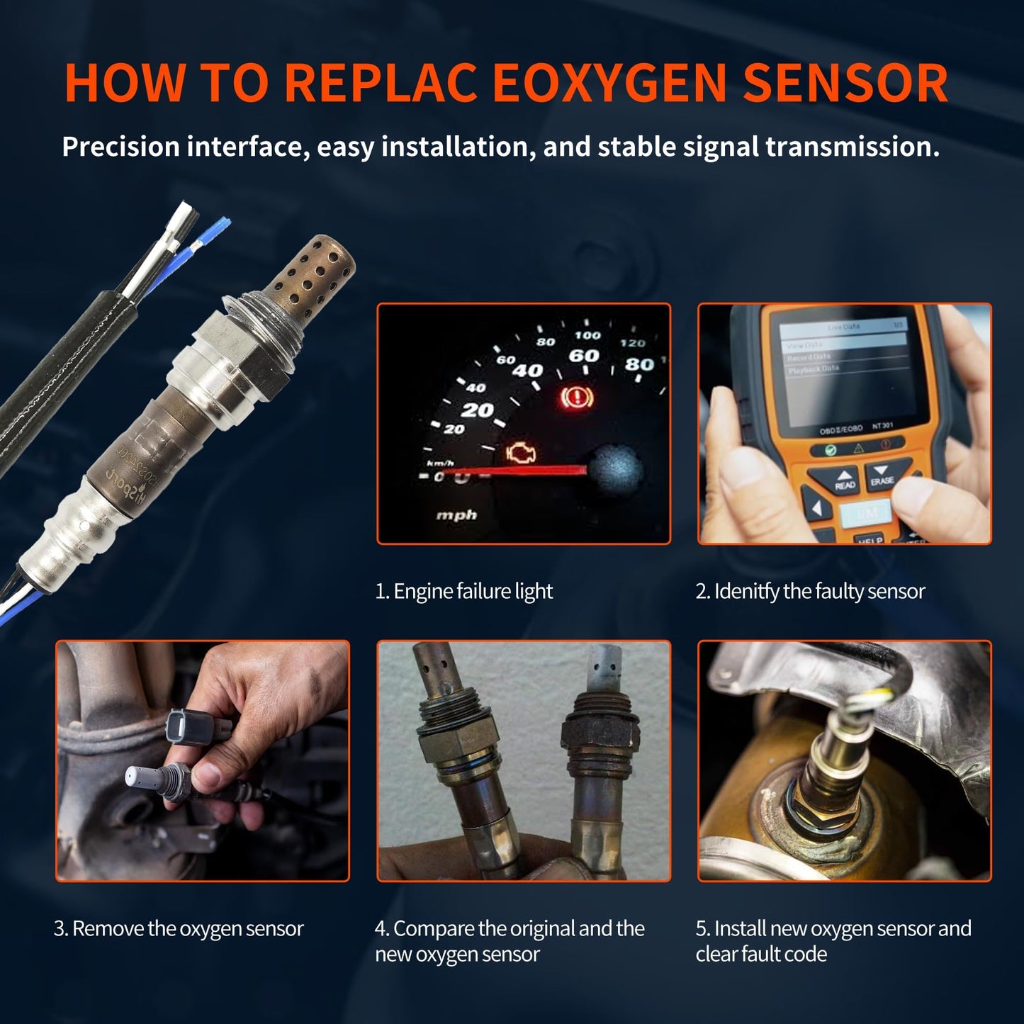 HiSport Oxygen Sensor 250-24200 Replacement - 4-Wire Universal Fit, Heated O2 Sensor 1 Pack