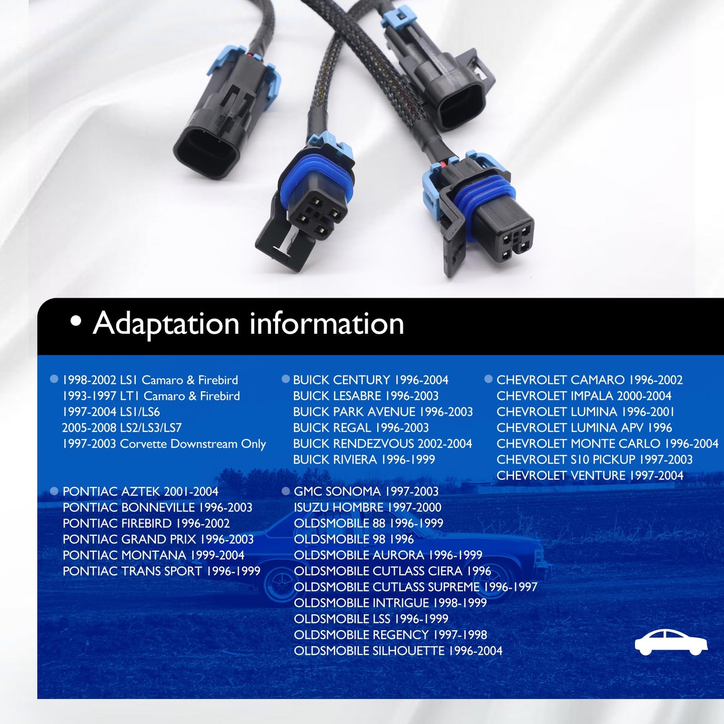 HiSport Wire Harness for LS2 LS6 O2 Header Wire Harness Black 24" O2 Oxygen Sensor Extension Square 4 Pin