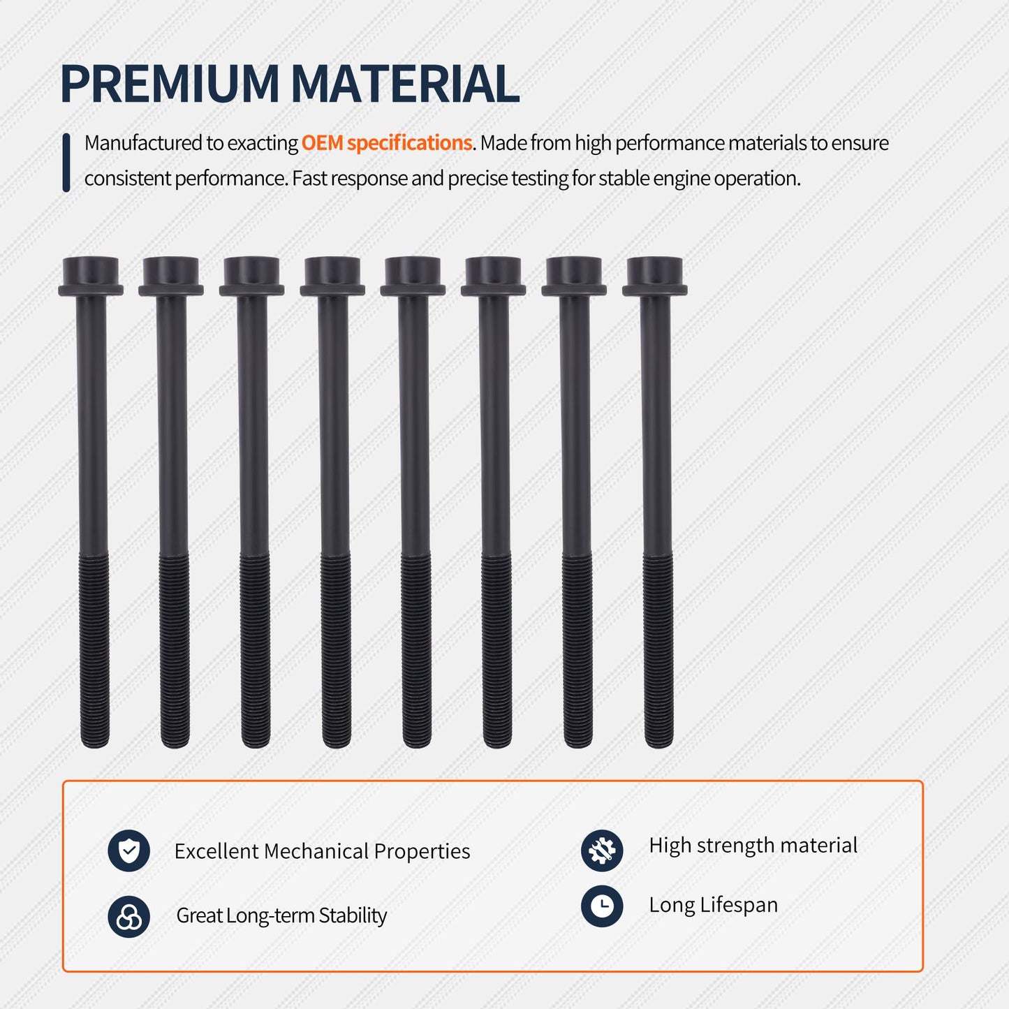 HiSport ES72207 Engine Cylinder Head Bolt Set Replacement for Ford Escape Focus Ranger Fusion for Lincoln MKZ for Mazda B2300 for Mercury Mariner