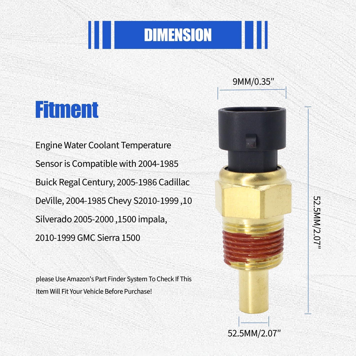HiSport 12146312 Engine Water Coolant Temperature Sensor Compatible with Acura 1996-1999,Buick 1976-2005,Cadillac 1980-2004,Chevrolet Chevy 1979-2014,Geo,GMC,Honda,Hummer,Isuzu,Jeep,Oldsmobile,Pontiac