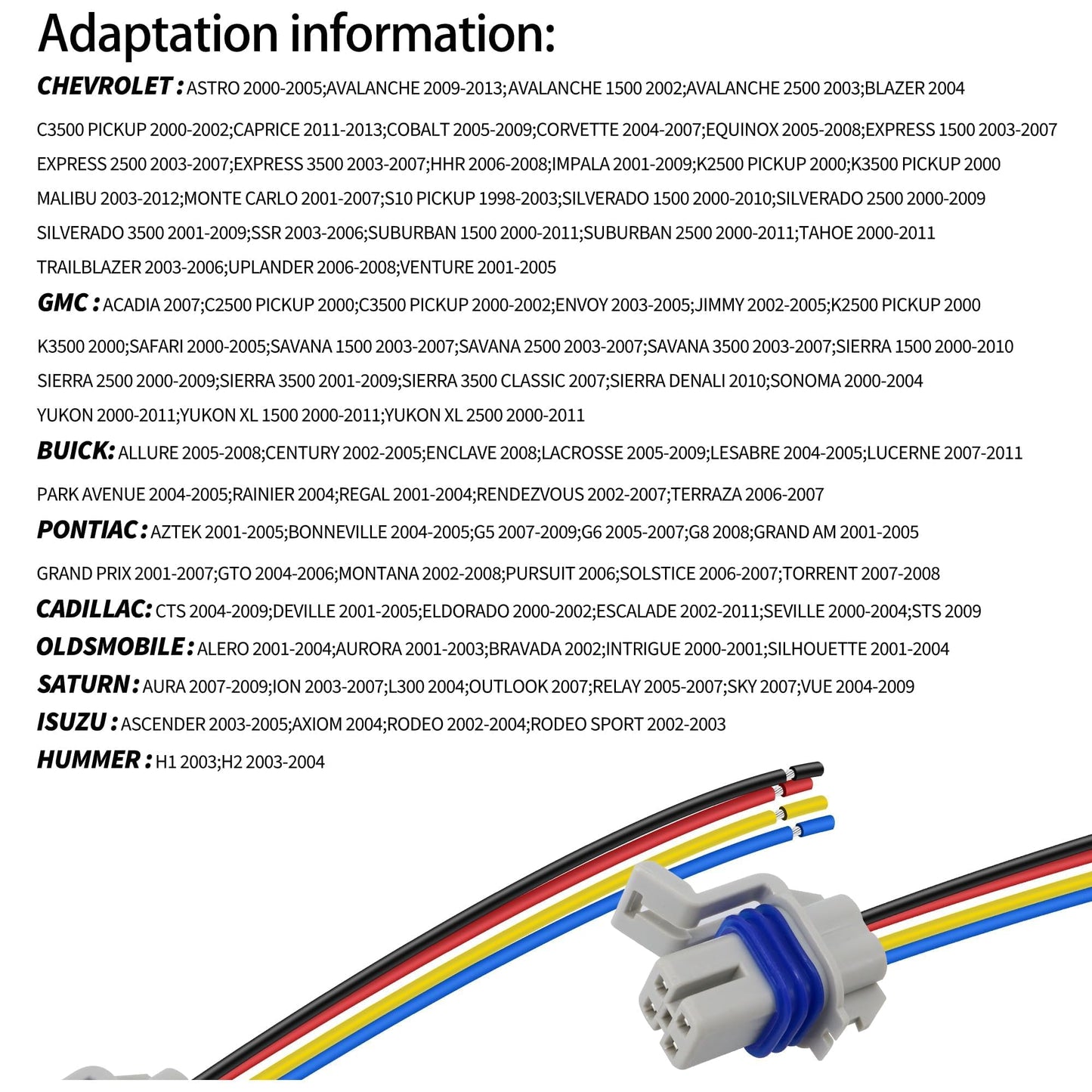 HiSport 15305960 Oxygen O2 Sensor Connector Compatible with Buick Allure Century Enclave Lacrosse Lucerne Rainier Regal Rendezvous Terraza, Cadillac Isuzu Oldsmobile Pontiac Saturn Chevrolet SAAB GMC