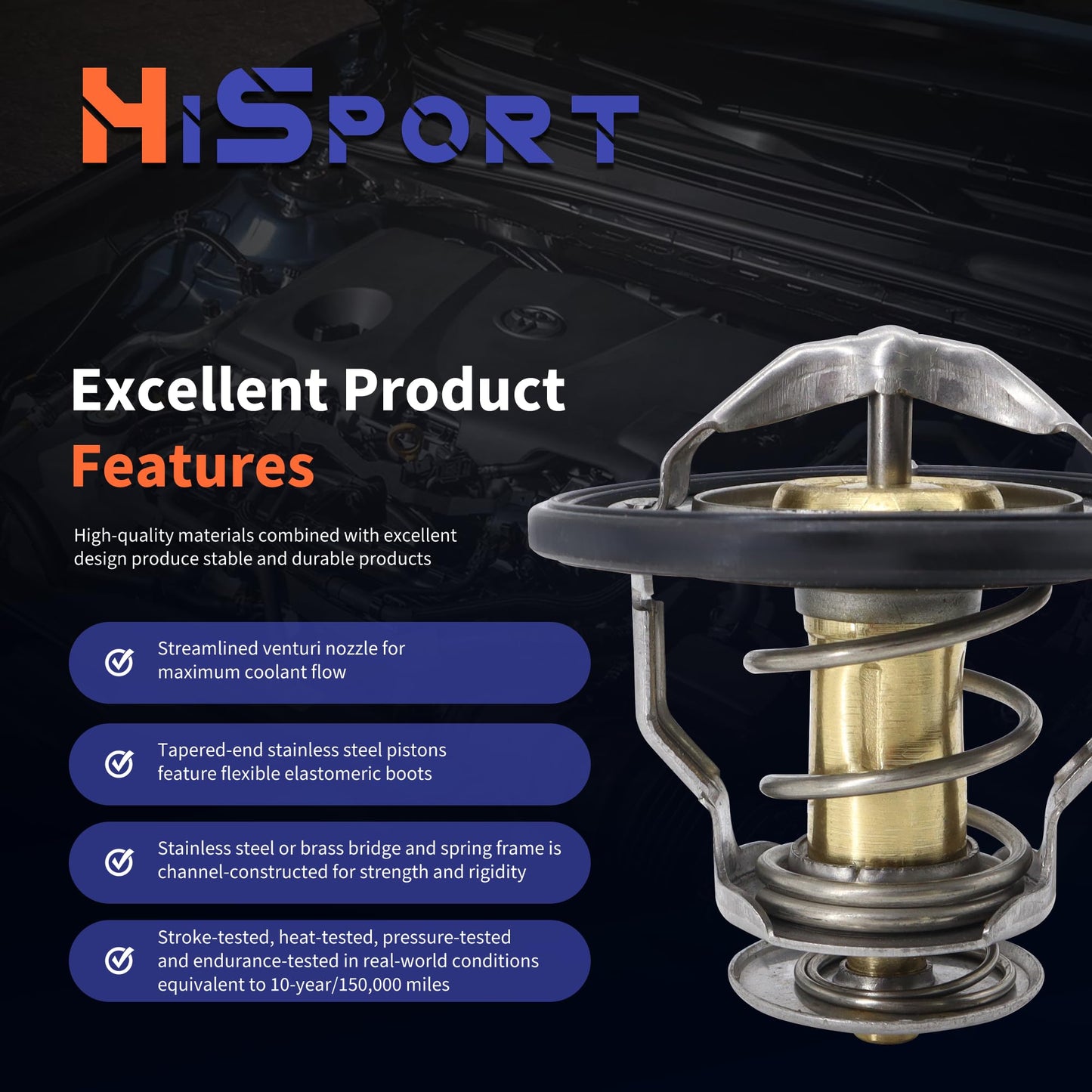 HiSport Engine Coolant Thermostat - Compatible with Scion tC xB xD | Toyota Highlander Avalon RAV4 Camry Sienna Venza Corolla Matrix Solara MR2 Spyder - Replace THT-019