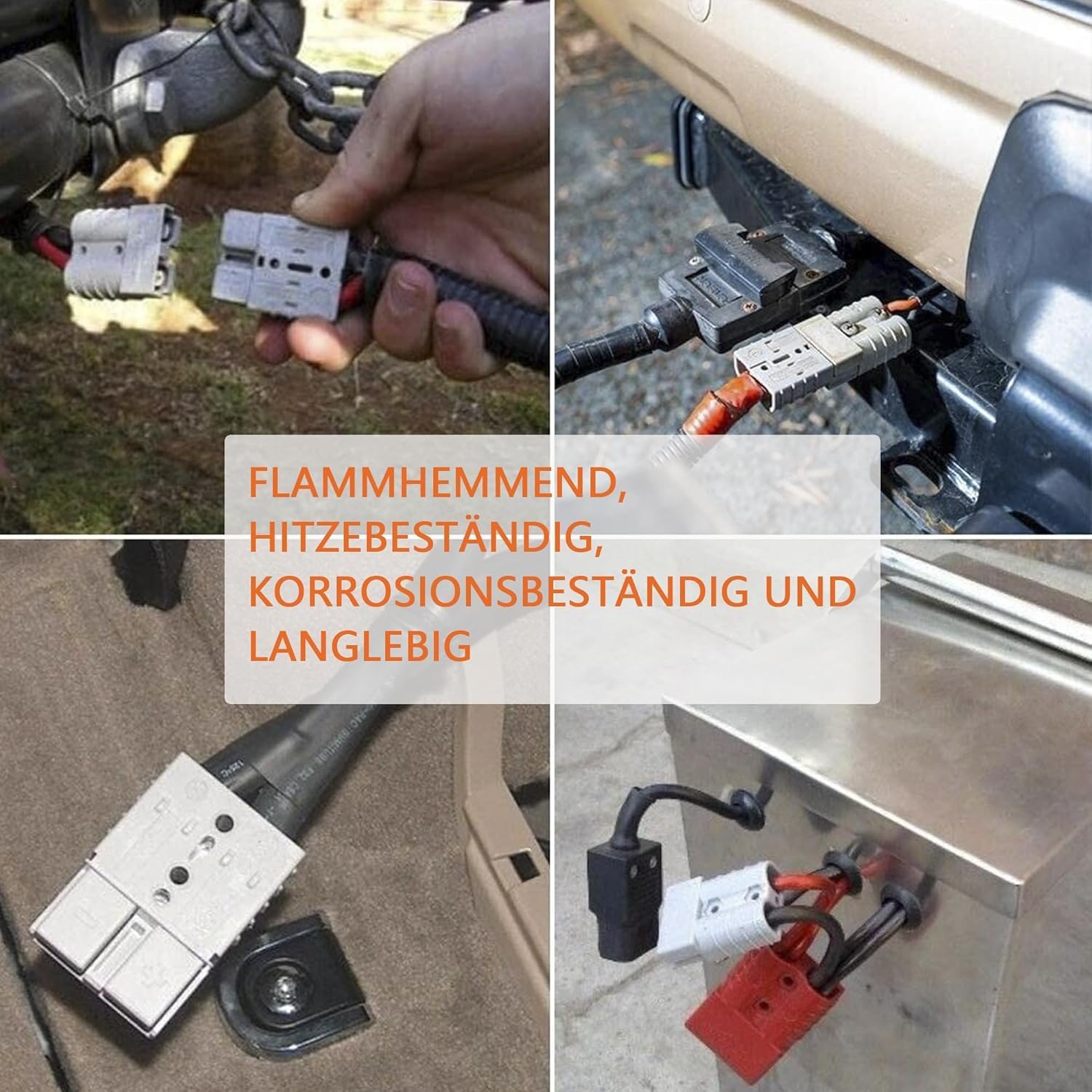 HISports Batterie Anschluss (2 Stück), 50A 12V Stecker, Batteriekabel, Schnellanschluss, Batterieanschlussstecker mit staubdichtem Stecker für Auto, Wohnmobil, Motorrad, Marine, Solaranlage