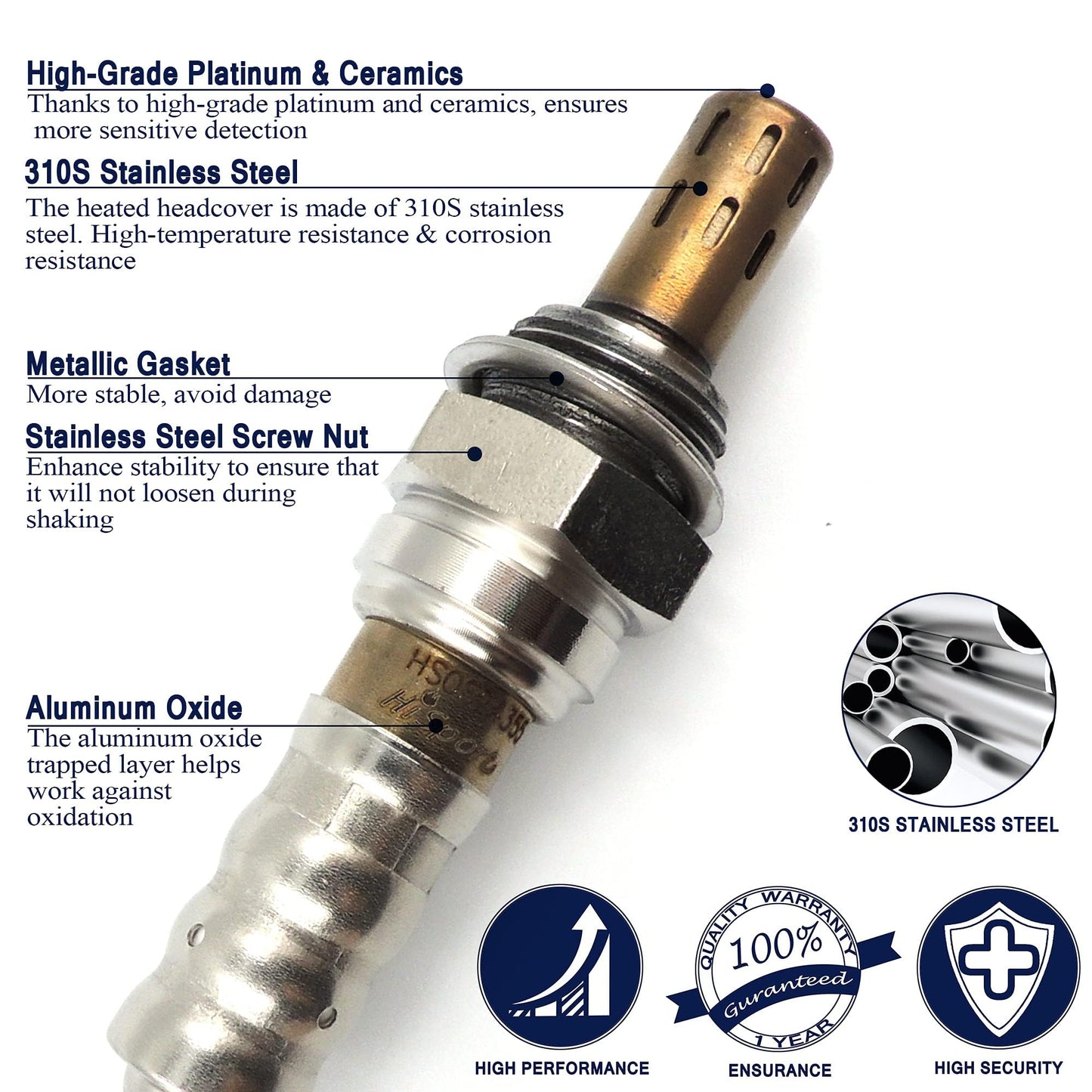 HiSport 250-24355 Oxygen Sensor Compatible with Saturn LW Wagon L Sedan, Oldsmobile Bravada, Isuzu Ascender, Hummer H2, GMC Envoy Safari Yukon XL 1500, Chevrolet Astro Captiva, Cadillac CTS Escalade