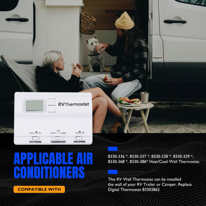 HiSport Motorhome 83303862 Upgrade T-Stat Wall Digital Thermostat Replacement for Coleman Mach 8330-336 337 338 339 368 386 Digital Thermostat Heat/Cool Air Conditioner Digital