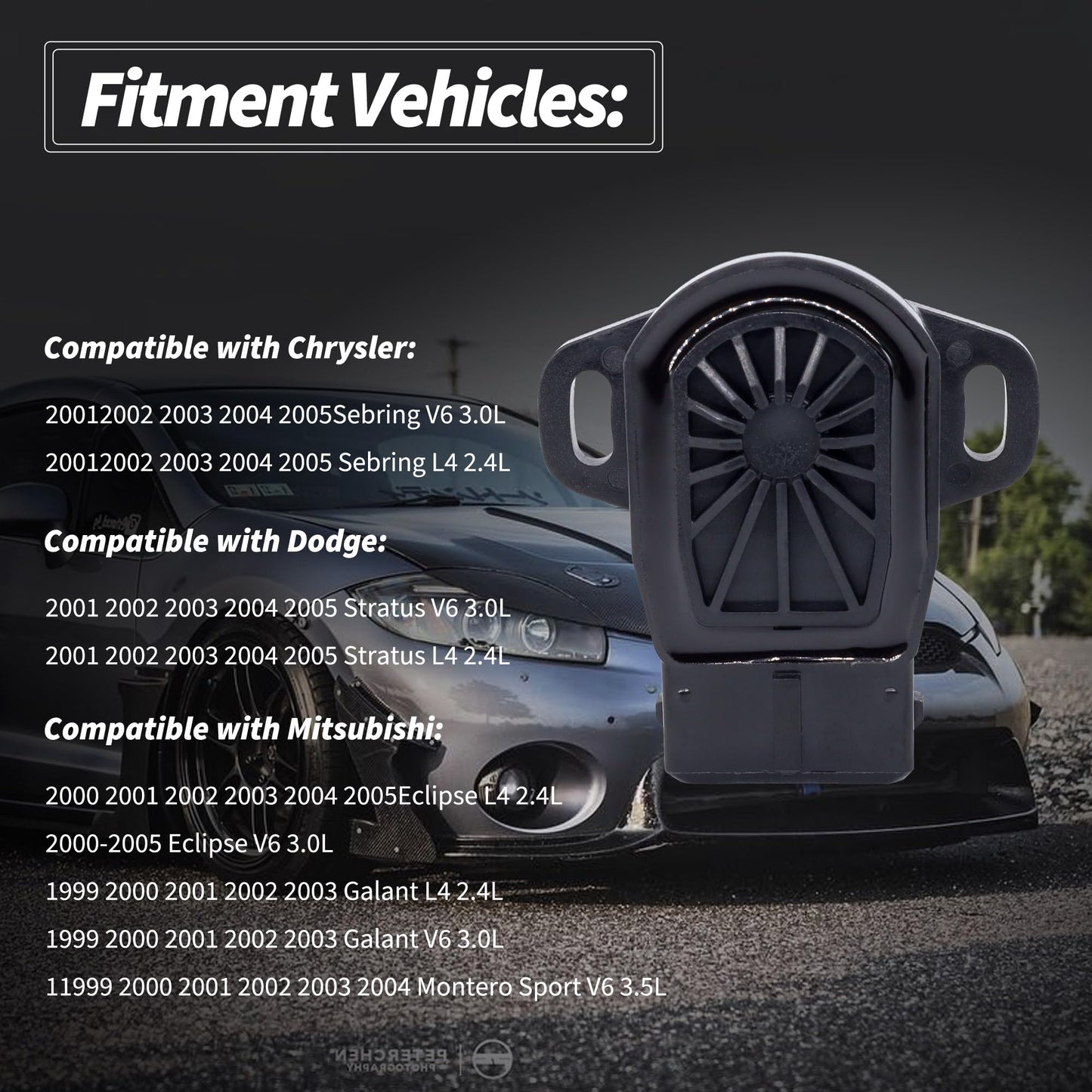 HiSport TPS Throttle Position Sensor MD628077 Compatible with Chrysler Sebring 2001-2005, Eclipse 1999-2005, Galant 1999-2004, Montero Sport & Replacement for Dodge Stratus, Replaces 158-0615, TH236