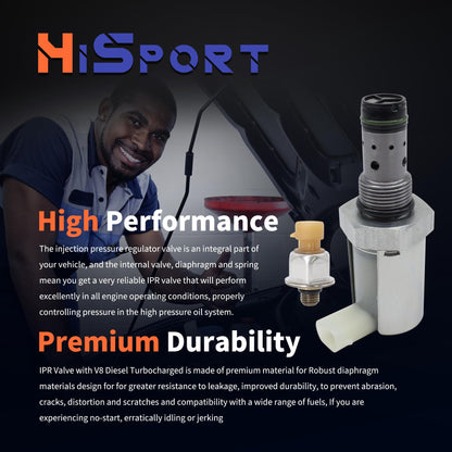 HiSport 6.0 IPR Valve Injector Pressure Regulator & ICP Control Sensor with Pigtail Compatible with Ford 6.0L V8 Excursion F250 F350 F450 F550 Super Duty, E350 E450, 5C3Z-9C968-CA