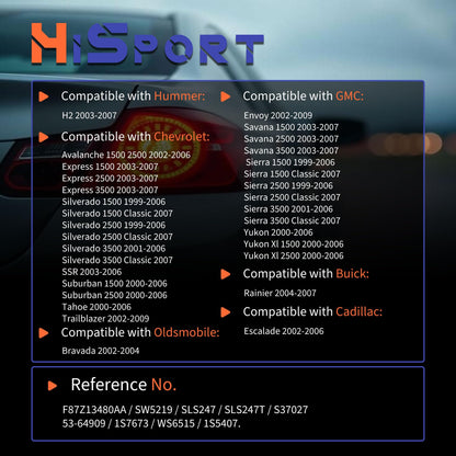 HiSport Brake Light Switch 15038393 Compatible with Chevrolet Silverado/GMC Sierra/Saab 9-7x Replacement for 15128874, 15158767, 15161650, 15163032, SLS-303, 25771554