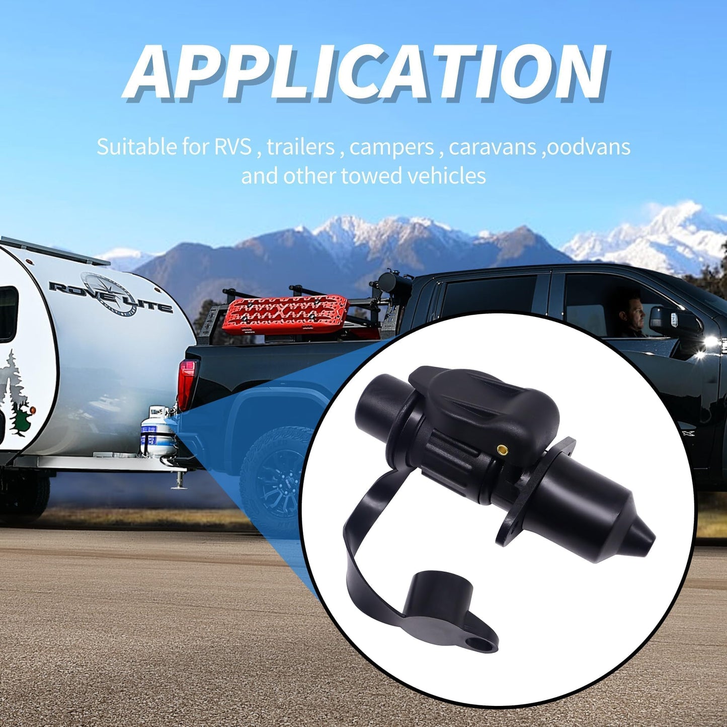 HiSport 12V Trailer Adapter - Black Plastic Trailer Connector 3 Pin Weatherproof Trailer Plug Wiring Connector Adapter Socket