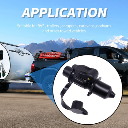 HiSport 12V Trailer Adapter - Black Plastic Trailer Connector 3 Pin Weatherproof Trailer Plug Wiring Connector Adapter Socket