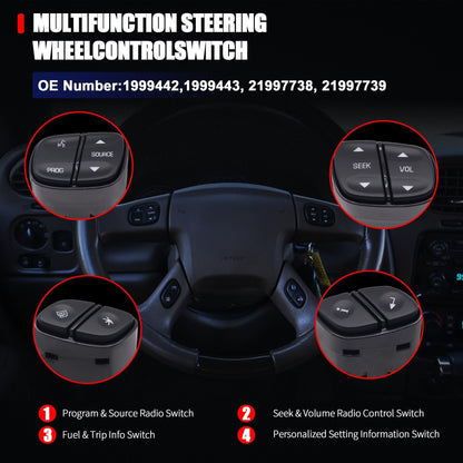 HiSport Steering Wheel Control Switch Button - Compatible with Chevy GMC Cadillac Silverado Tahoe Suburban Sierra Avalanche Yukon Envoy Escalade Replace 21997738, 21997739, 1999442, 1999443