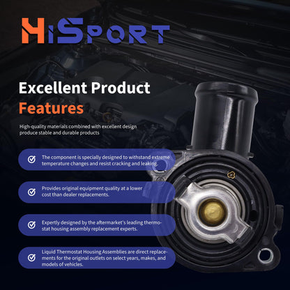 HiSport 902-3036 Thermostat Housing Assembly - Compatible with Chrysler 200 Town & Country Compatible with Dodge Avenger Grand Caravan Journey Compatible with Jeep Cherokee 2011-2018
