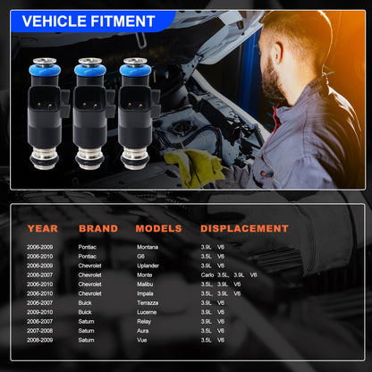 HiSport Fuel Injectors 12592648 Replacement For Chevy Malibu Impala 2006-2010, Uplander 2006-2009,Compatible with Buick Terraza 2006-2007,Pontiac Montana G6 2006-2009 3.5L 3.9L 6 PCS