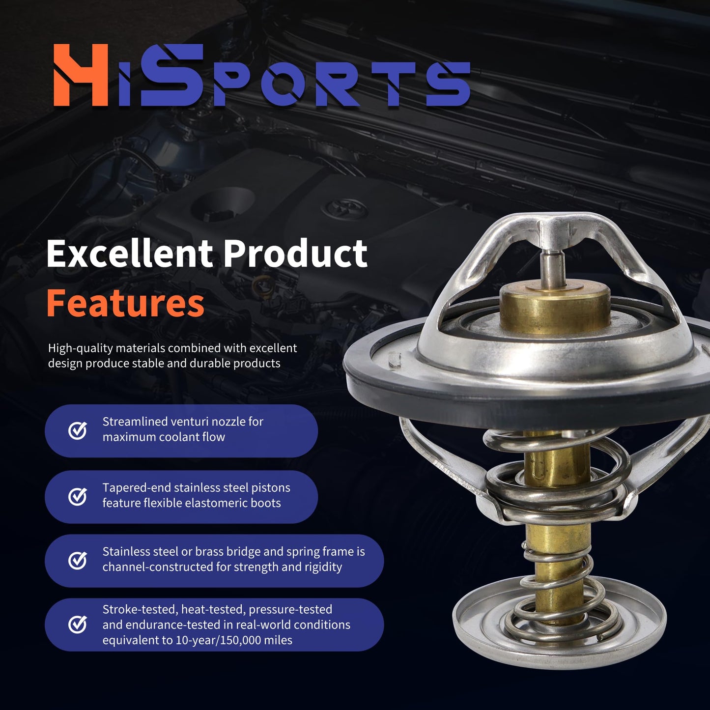 HiSport RT1201 Thermostat - Compatible with Ford E-450/E-550/F-250/F-350/F-450/F-550 Super Duty E-350 Econoline Club Wagon E-450 Econoline Super Duty E-550 Econoline Super Duty 1996-2003