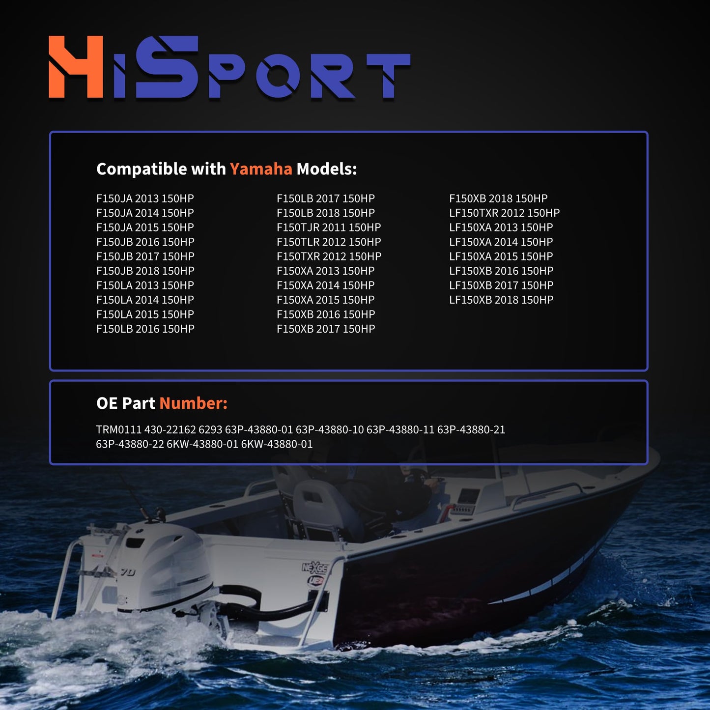 HiSport 63P438 Boat Engine Tilt Trim Motor - Compatible with Yamaha Models F150JA F150JB F150LA F150LB F150TJR F150TLR F150TXR F150XA F150XB LF150TXR LF150XA LF150XB 150HP 2012-2018