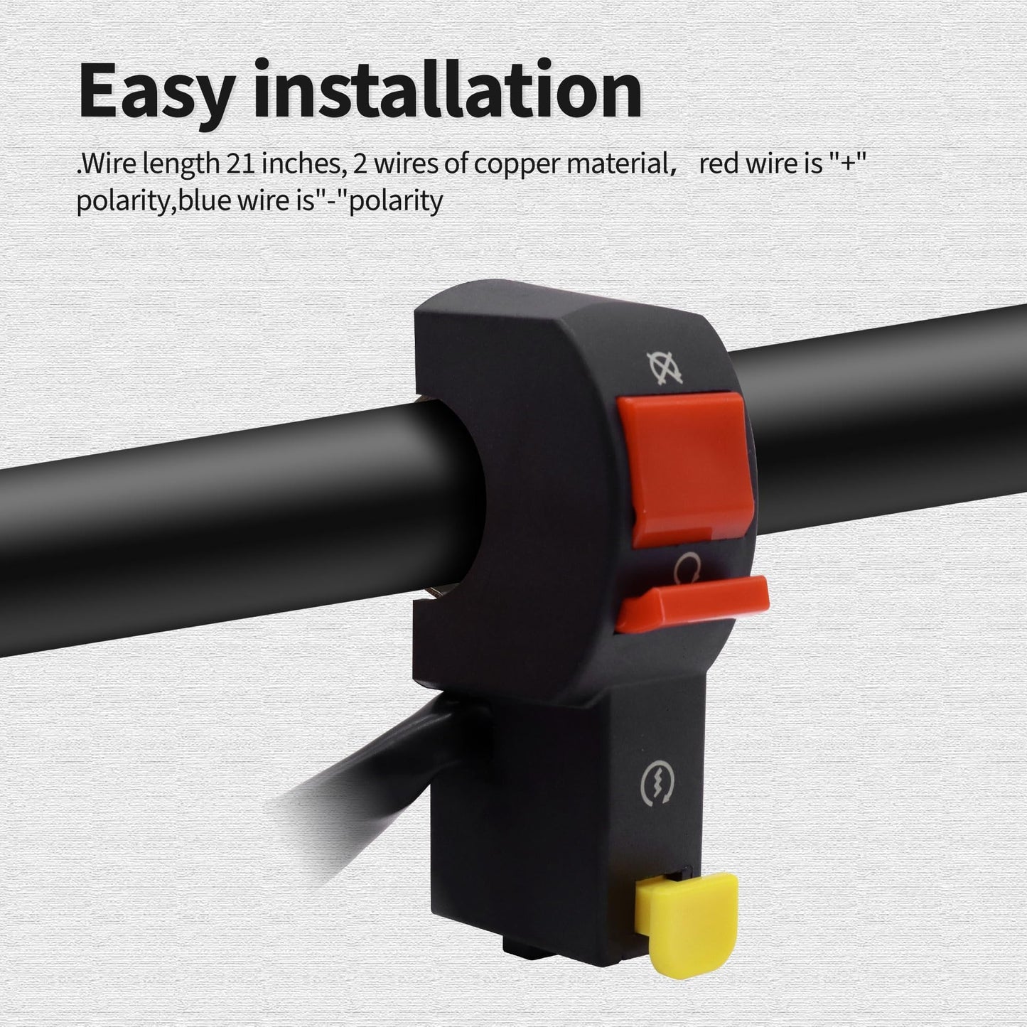 HiSport 12V Universal Handlebar Switch ON/Off 7/8" 22mm Start/Kill Starter/Stop Motorcycle Light Switch Compatible with Scooter Pit Dirt Bike K-F005, Mini Bike