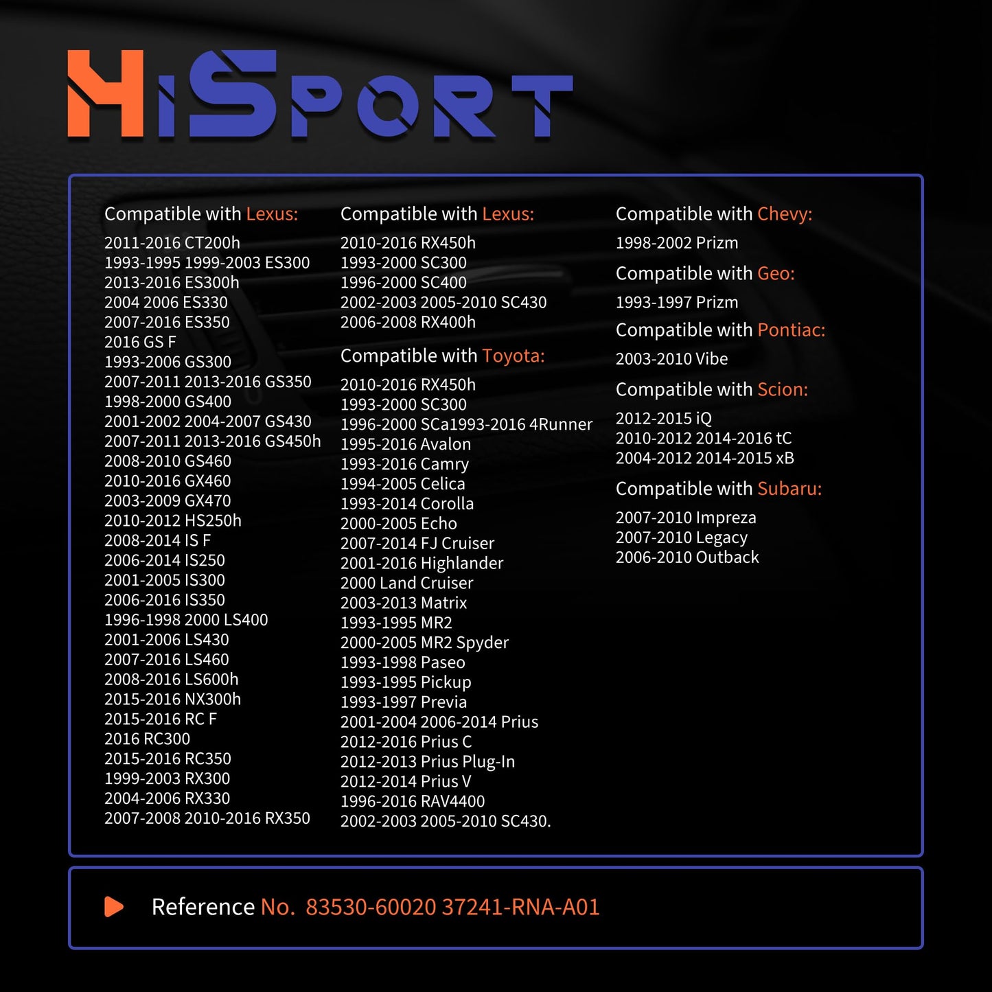 HiSport 83530-60020 Oil Pressure Switch Sensor - Compatible with Chevy Geo Lexus Pontiac Scion Subaru Toyota Prizm CT200h ES300 ES300h ES330 ES350 GS F GS300 GS350 1993-2016 - Replace 37241-RNA-A01