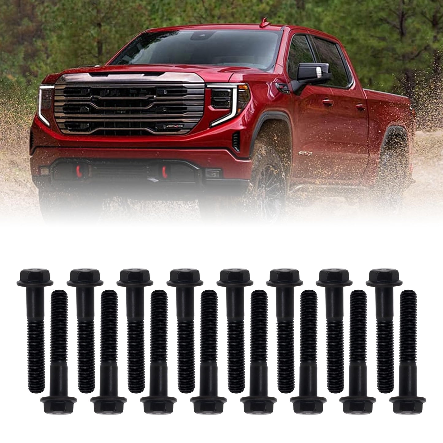 HiSport Exhaust Manifold Flanged Bolt - Compatible with Ford F250 F350 7.3L Powerstroke Diesel Engine 1994 1995 1996 1997 1998 1999 2000 2001 2002 2003