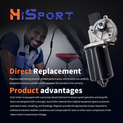 HiSport Front Windshield Wiper Motor - Compatible with Jeep 2018 Wrangler JK 2007 2008 2009 2010 2011 2012 2013 2014 2015 2016 2017 Wrangler - Replace 55077859AB 55077859AC 68002388AA